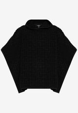 Balmain Monogram Jacquard Beach Poncho Black BWP471680 0-001
