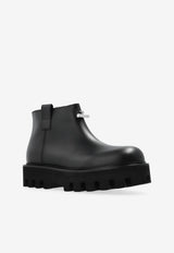 McQueen Leather Platform Boots Black 832334 WIAER-1064