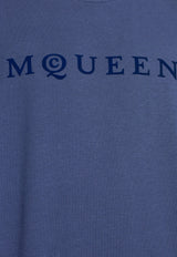 McQueen Logo Print T-shirt Blue 828420 QTADD-453