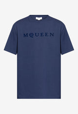 McQueen Logo Print T-shirt Blue 828420 QTADD-453