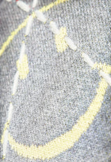 Moschino X Smiley Wool Blend Sweater Gray 252ZZ A0921 5202-1506