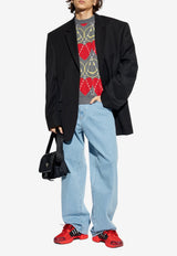 Moschino X Smiley Wool Blend Sweater Gray 252ZZ A0921 5202-1506