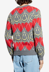 Moschino X Smiley Wool Blend Sweater Gray 252ZZ A0921 5202-1506