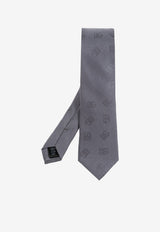 Dolce & Gabbana DG Logo Jacquard Silk Tie Gray GT149E FJ1JY-N0497