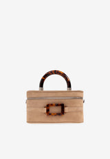 Roger Vivier Mini Belle Viver Suede Top Handle Bag Beige RBWAORH0100HR0 0-S812