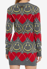 Moschino X Smiley Knitted Mini Dress Gray 252E A0486 5502-1506