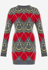 Moschino X Smiley Knitted Mini Dress Gray 252E A0486 5502-1506