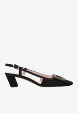 Roger Vivier Belle 45 Slingback Suede Pumps Black RVW00643380HR0 0-B999