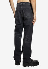 Moschino Straight-Leg Washed Jeans Gray 252ZZ A0347 5222-0555