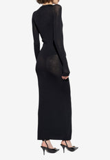Versace Semi-Sheer Knitted Maxi Dress Black 1020358 1A16171-1B000