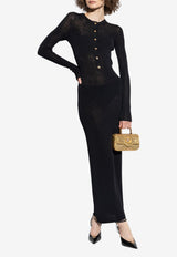 Versace Semi-Sheer Knitted Maxi Dress Black 1020358 1A16171-1B000