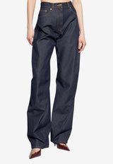Versace Logo Patch Wide-Leg Jeans Blue 1020882 1A15341-1D920
