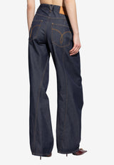 Versace Logo Patch Wide-Leg Jeans Blue 1020882 1A15341-1D920