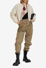 Moschino Quilted Cropped Bomber Jacket Cream 252E A0618 5517-0045
