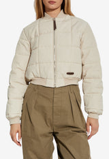 Moschino Quilted Cropped Bomber Jacket Cream 252E A0618 5517-0045