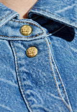 GANNI Marble-Effect Denim Shirt Blue J1731 6984-566