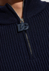Dolce & Gabbana Half-Zip Wool Sweater Blue GXW45T JCVWY-B6712