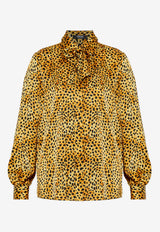 Versace Panther Print Silk Blouse Yellow 1022149 1A16365-5X780