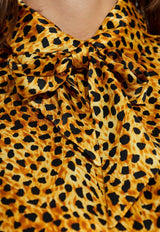 Versace Panther Print Silk Blouse Yellow 1022149 1A16365-5X780
