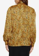 Versace Panther Print Silk Blouse Yellow 1022149 1A16365-5X780