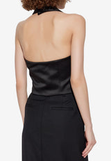 Marc Jacobs Halterneck Satin Cropped Top Black 2F5RTP091W10 0-001