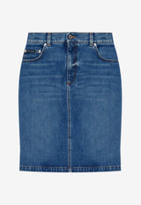 Dolce & Gabbana Logo Plaque Denim Skirt Blue F4C14D G8NR3-S9001