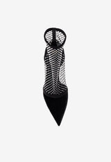 Balmain 95 Crystal Mesh Ankle Boots Black FN1TE145 TCYS-0PA