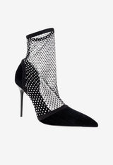 Balmain 95 Crystal Mesh Ankle Boots Black FN1TE145 TCYS-0PA