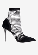 Balmain 95 Crystal Mesh Ankle Boots Black FN1TE145 TCYS-0PA