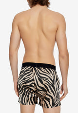 Tom Ford Zebra Print Silk Boxer Shorts Beige T4LE41490 0-268