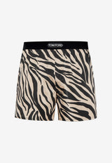 Tom Ford Zebra Print Silk Boxer Shorts Beige T4LE41490 0-268