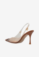 Gianvito Rossi Diana 85 Slingback Plexi Pumps Beige G95542 85LAC-GSVPRLP