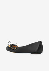 Chloé Leather Ballet Flats with Charms Black CH25A11T RI-001
