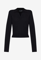 Dolce & Gabbana Knitted Cashmere Polo Sweater Black FXZ33Z JDVC2-N0000