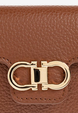 Ferragamo Gancini Leather Cardholder Brown 220963 PORTA CHIAVI 785796-NEW COGNAC