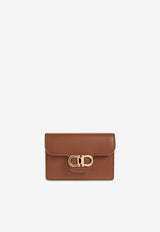 Ferragamo Gancini Leather Cardholder Brown 220963 PORTA CHIAVI 785796-NEW COGNAC