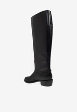 Ferragamo Therma Leather Knee-High Boots Black 01K226 THERMA 784901-NERO