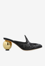 Ferragamo Tasha 70 Velvet Mules with Spherical-Heels Black 01K438 TASHA 70 784892-NERO