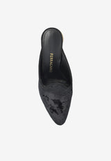 Ferragamo Tasha 70 Velvet Mules with Spherical-Heels Black 01K438 TASHA 70 784892-NERO