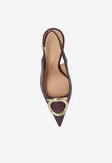 Ferragamo Sara 100 Slingback Leather Pumps Brown 01K452 SARA 95 784825-OXBLOOD