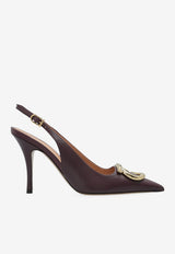 Ferragamo Sara 100 Slingback Leather Pumps Brown 01K452 SARA 95 784825-OXBLOOD