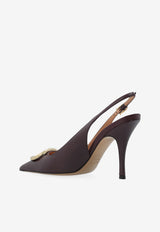 Ferragamo Sara 100 Slingback Leather Pumps Brown 01K452 SARA 95 784825-OXBLOOD