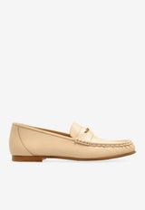 Chloé Logo Plaque Leather Loafers Cream CHC25A11S PI-24Q