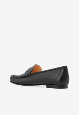 Chloé Logo Plaque Leather Loafers Black CHC25A11S PI-001