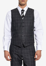 Dolce & Gabbana Prince of Wales Single-Breasted Suit in Wool-Blend Gray GK02XT FQ3FU-S8100