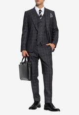 Dolce & Gabbana Prince of Wales Single-Breasted Suit in Wool-Blend Gray GK02XT FQ3FU-S8100