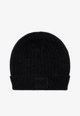 Dolce & Gabbana Embroidered Logo Knitted Beanie Black GX21KZ JDVCM-N0000