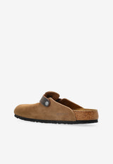Birkenstock Boston VL Textured Slides Brown 1030667 0-DARK TEA