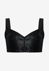 Dolce & Gabbana Bustier Satin Cropped Top Black F7Y28T G9826-N0000