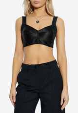 Dolce & Gabbana Bustier Satin Cropped Top Black F7Y28T G9826-N0000